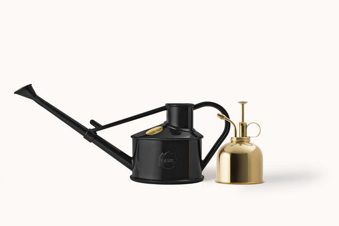 Haws The Langley Sprinkler- Houseplant Set - Recycled & Brass Indoor Plastic Watering Can And Spritzer Bundle