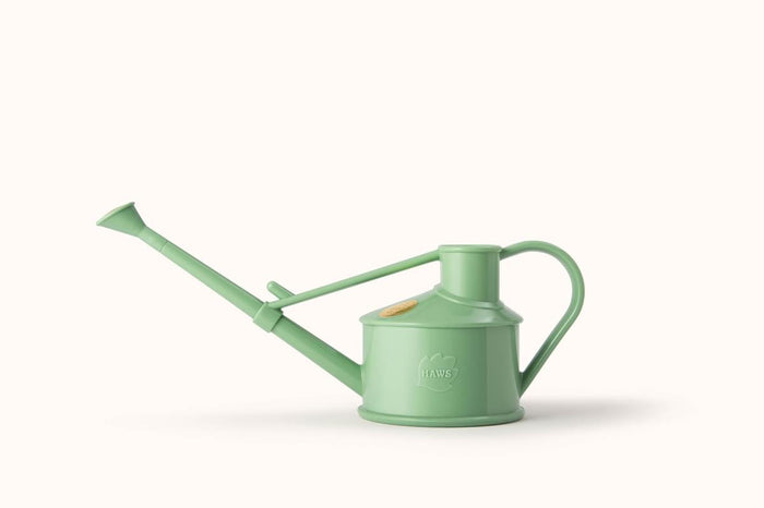Haws The Langley Sprinkler - Houseplant Set - Sage & Brass Indoor Plastic Watering Can And Spritzer Bundle