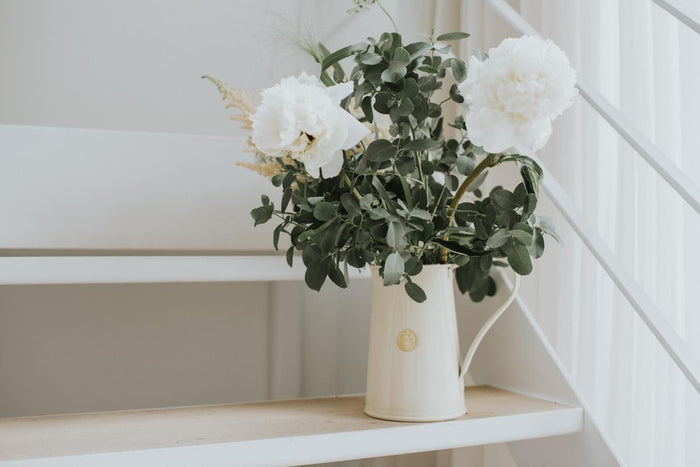 Haws The Rowley Ripple - Plants And Flowers Set - Green & Cream - Two Pint Indoor Metal Watering Can And Jug Bundle