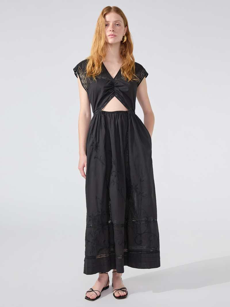 hayley menzies August Cut Out Embroidered Maxi Dress