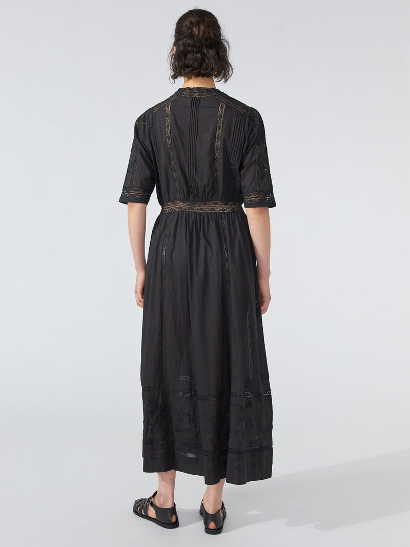 Hayley Menzies August Embroidered Button Down Dress Black