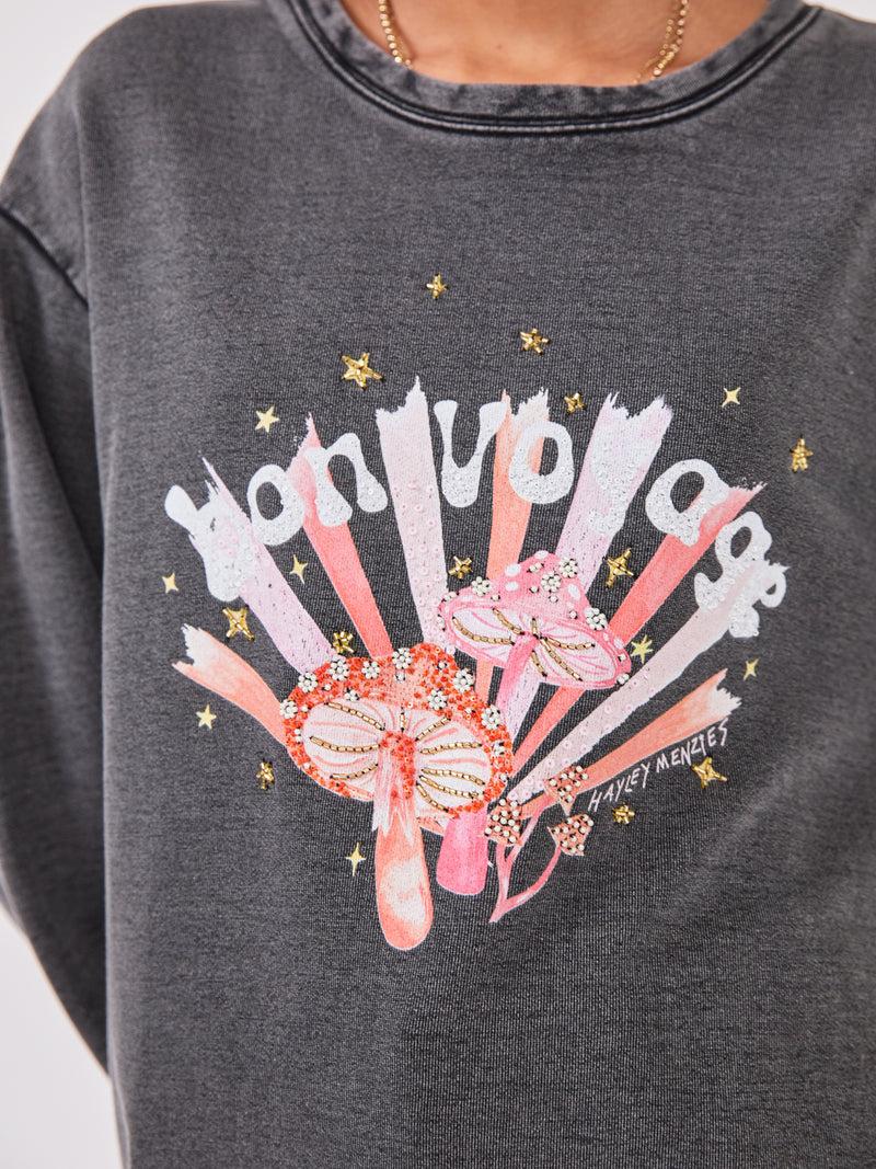 Hayley Menzies Bon Voyage Embellished Sweatshirt Grey