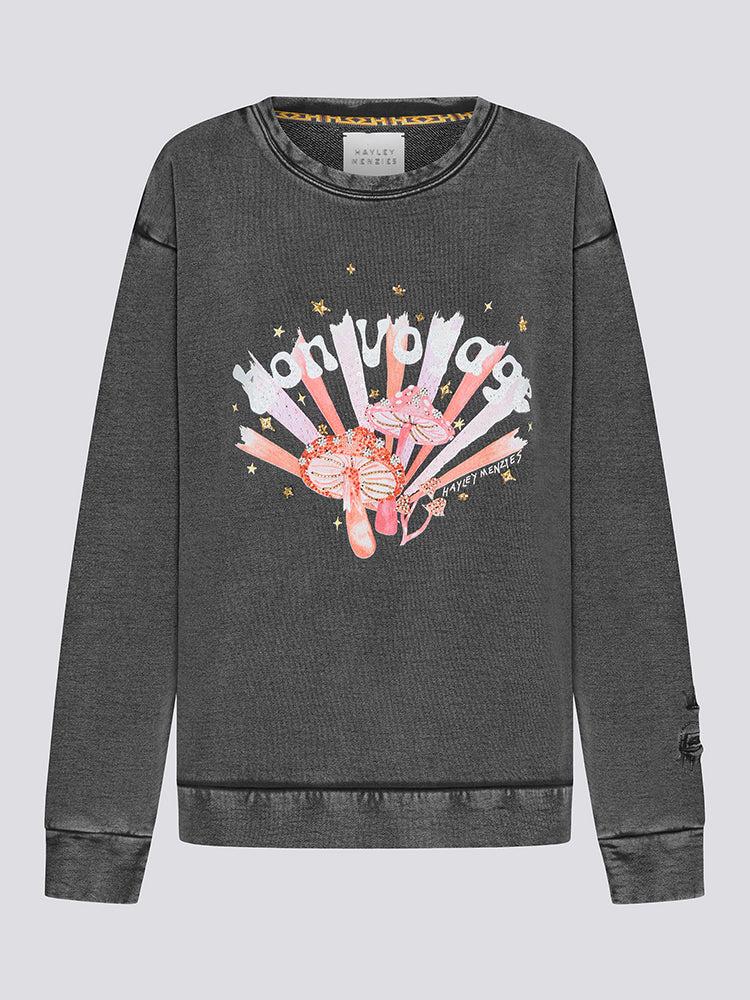 Hayley Menzies Bon Voyage Embellished Sweatshirt Grey