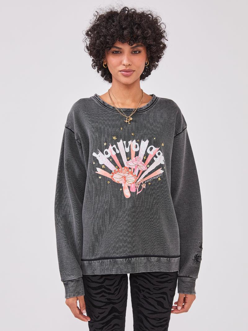 hayley menzies Bon Voyage Embellished Sweatshirt Grey
