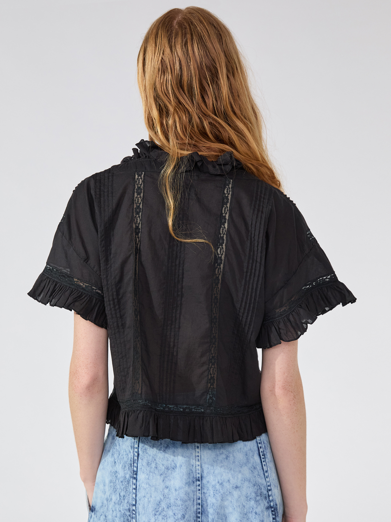 Hayley Menzies August Embroidered Blouse Black