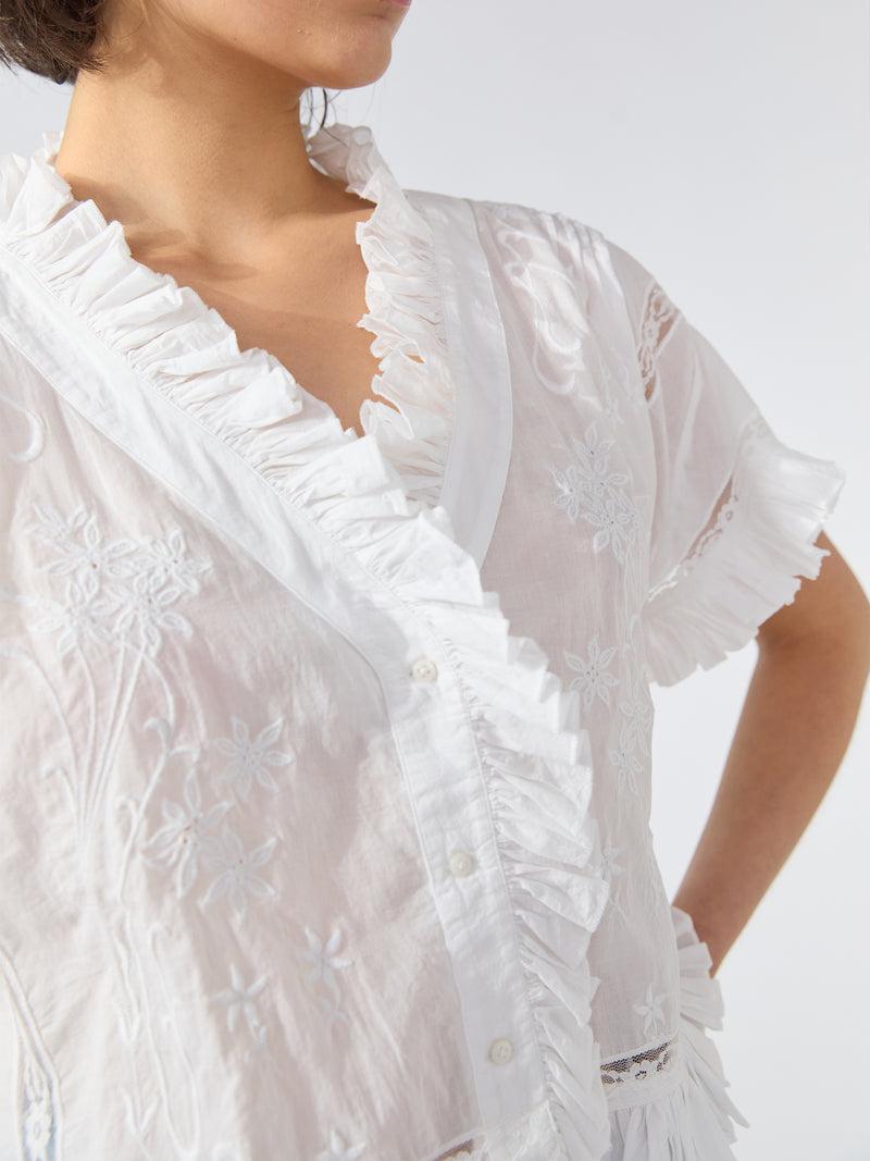 Hayley Menzies August Embroidered Blouse White
