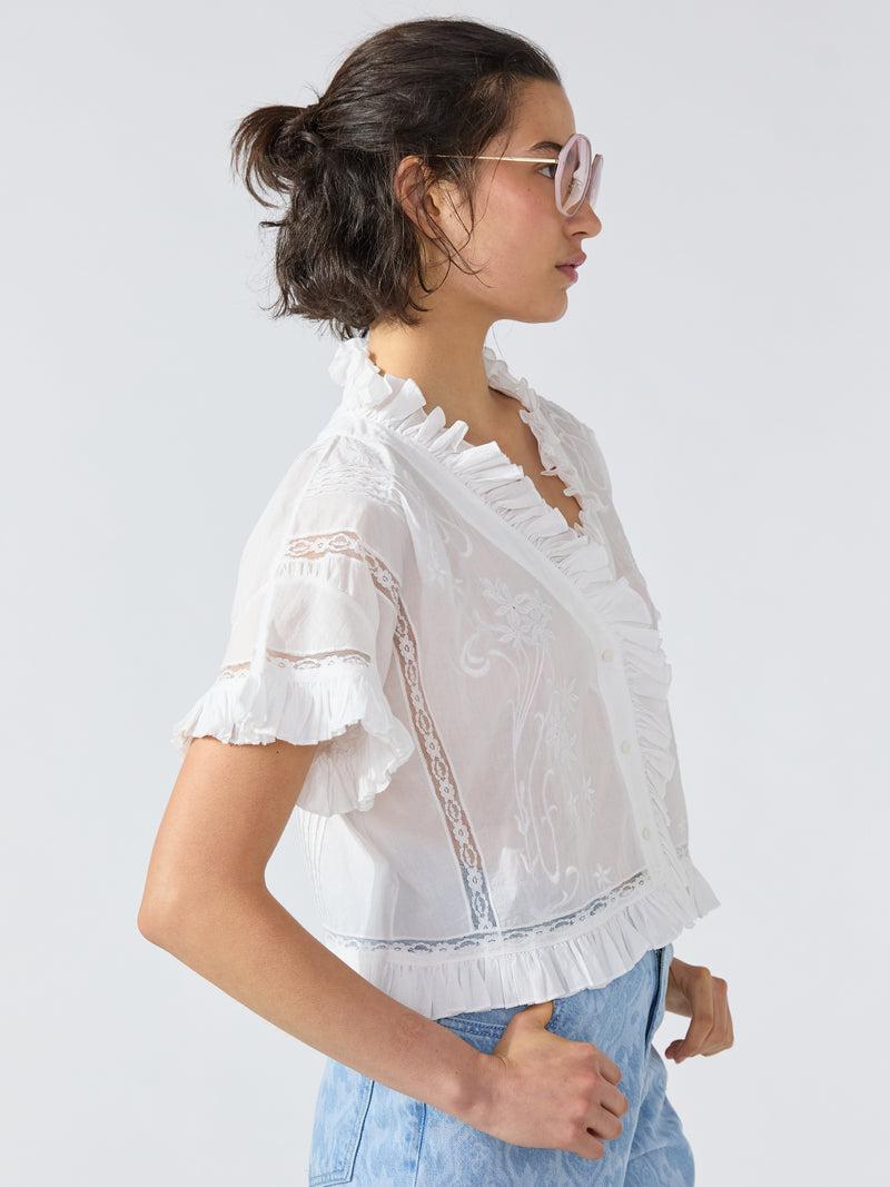 Hayley Menzies August Embroidered Blouse White
