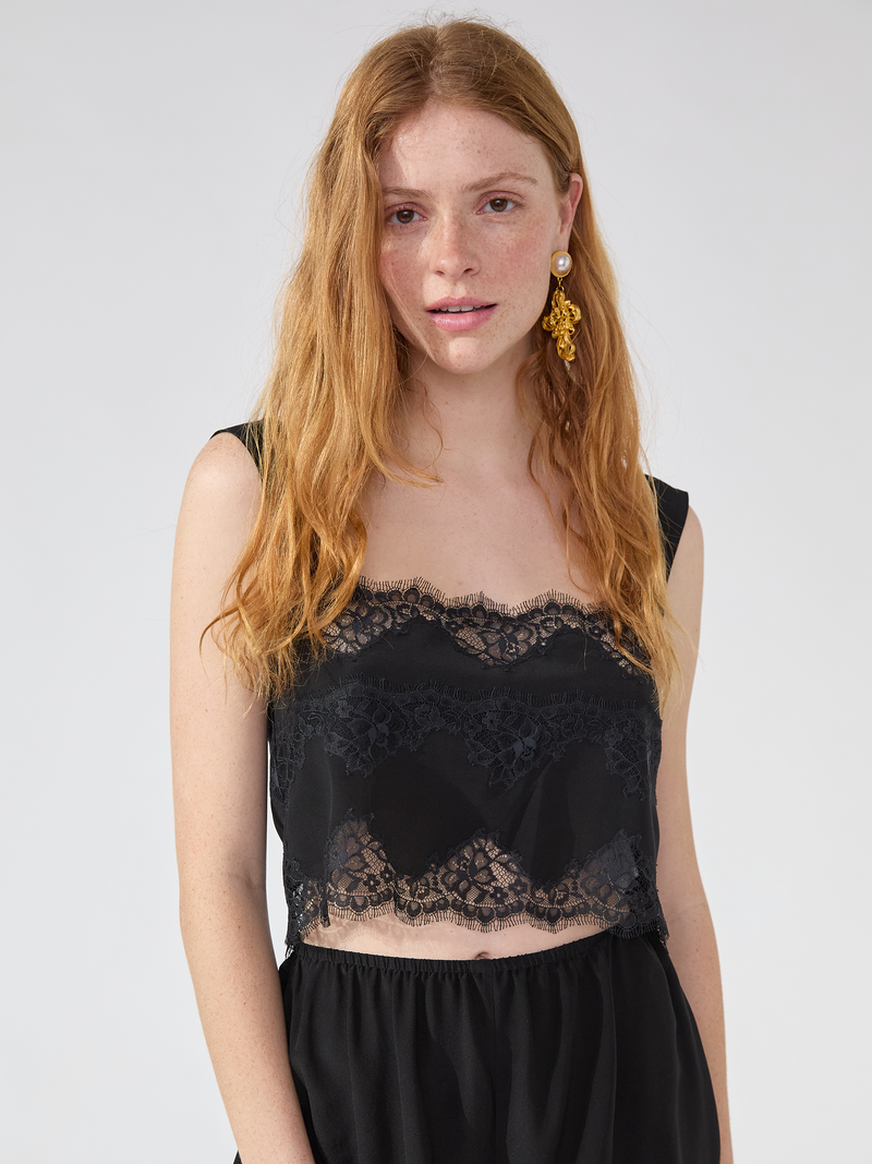 hayley menzies Courtney Silk Cami Black