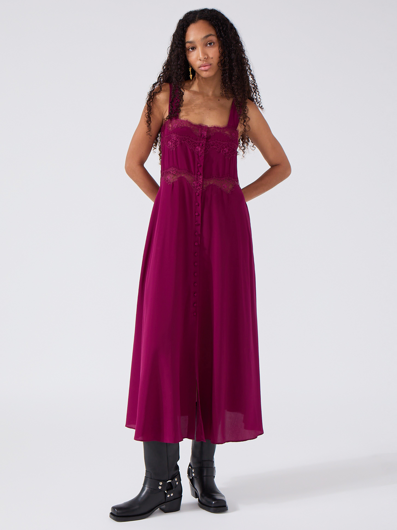 hayley menzies Courtney Silk Dress Magenta