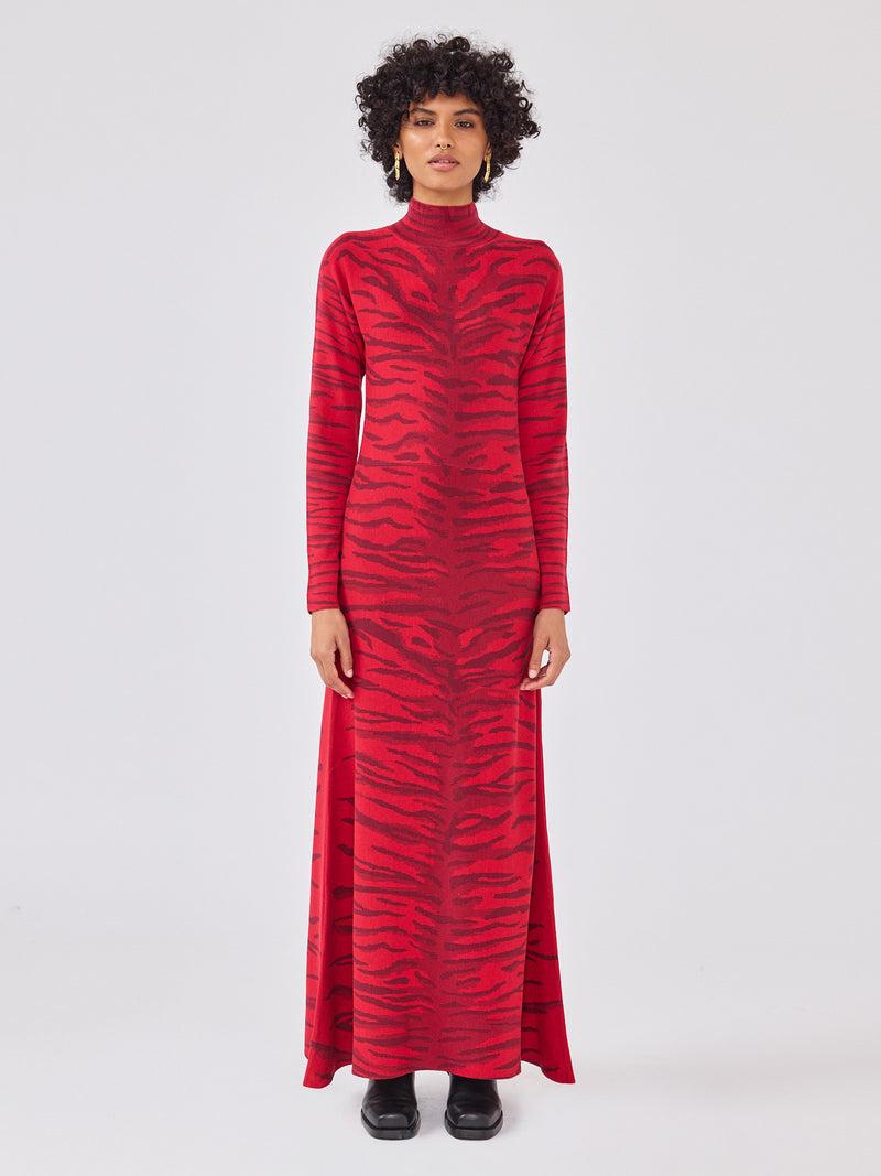 hayley menzies Debbie Silk Blend Knitted Dress Red