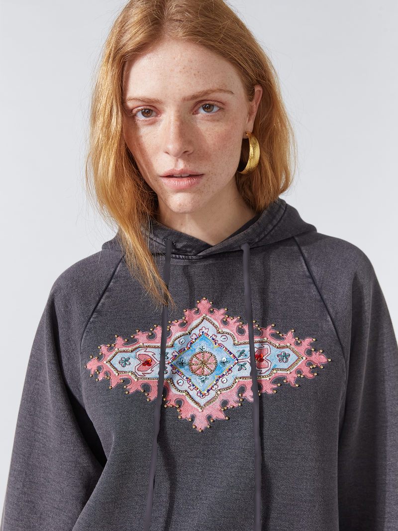 Hayley Menzies Dylan Embellished Hoodie Grey
