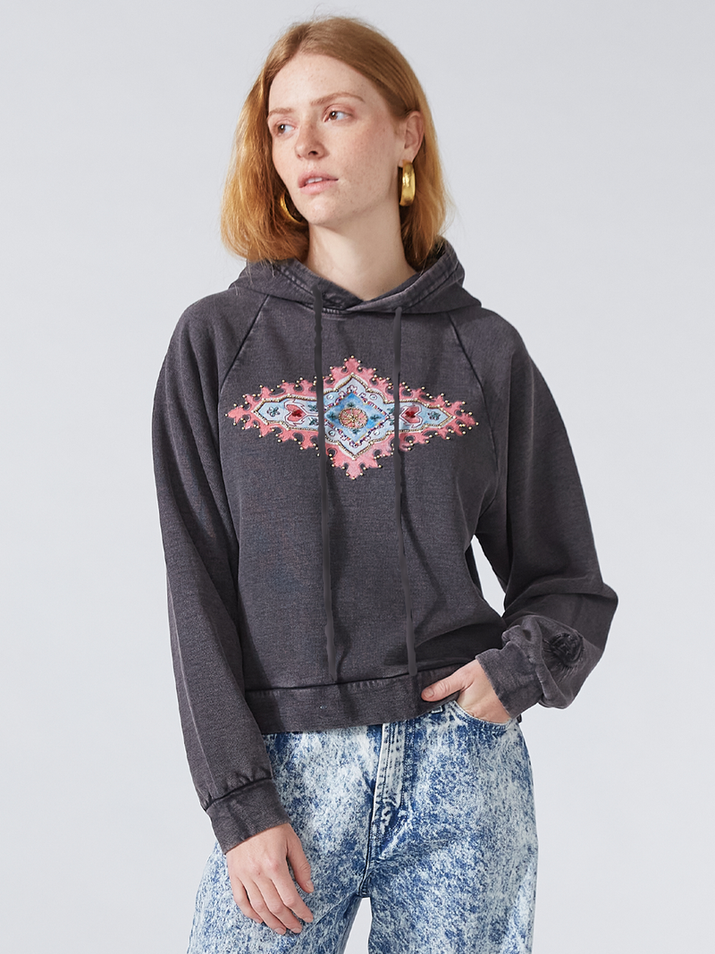 hayley menzies Dylan Embellished Hoodie Grey