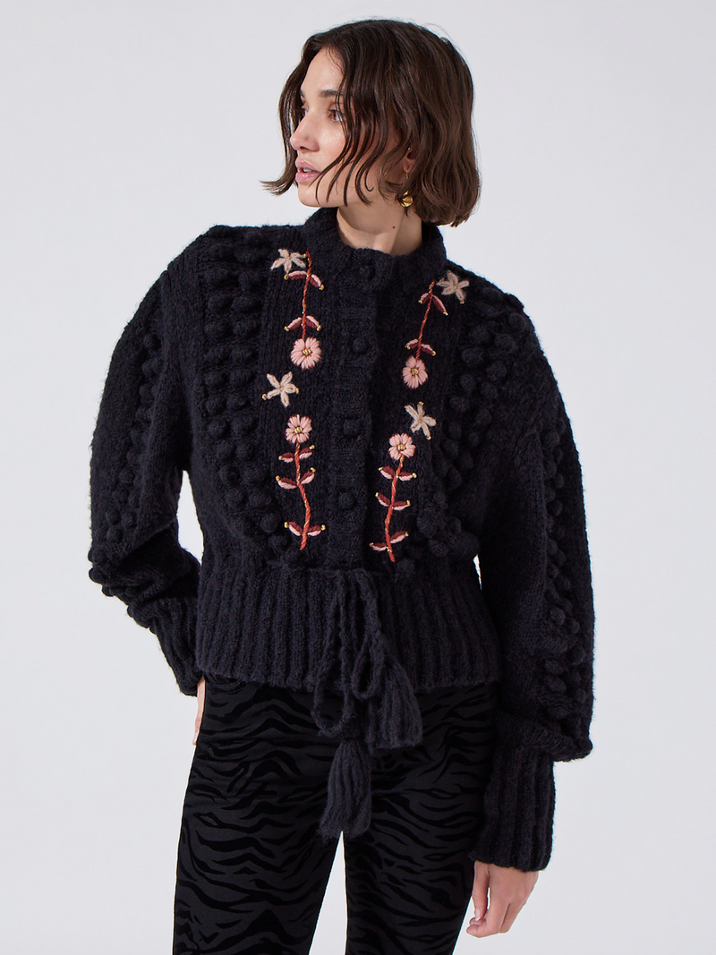 hayley menzies Gloria Alpaca Cardigan Black