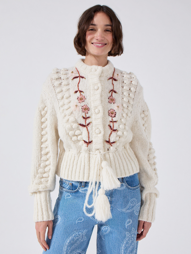 hayley menzies Gloria Alpaca Cardigan Cream
