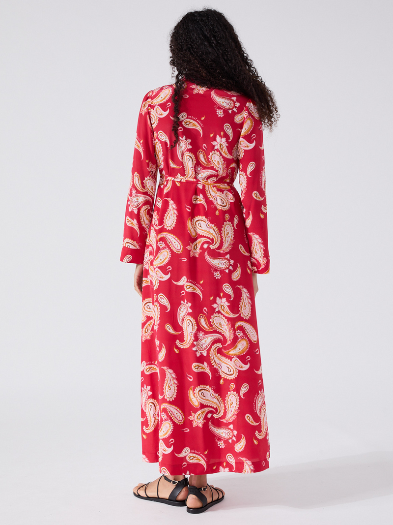 Hayley Menzies Jimi Silk Shirt Dress Red