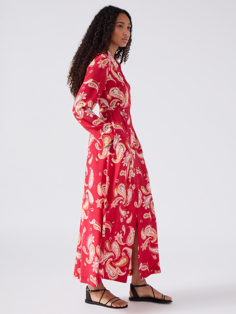 Hayley Menzies Jimi Silk Shirt Dress Red