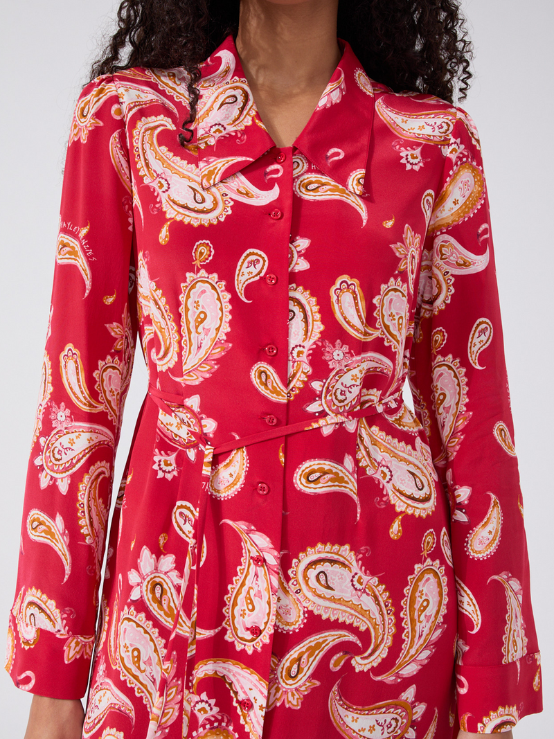 Hayley Menzies Jimi Silk Shirt Dress Red