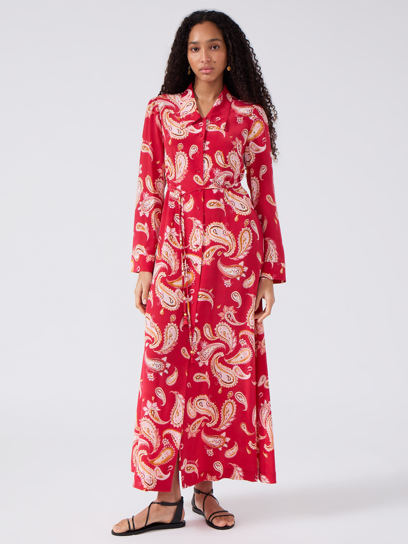 hayley menzies Jimi Silk Shirt Dress Red