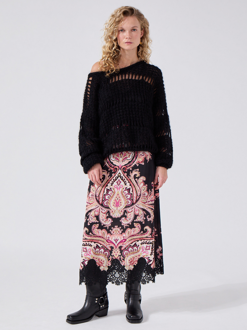 hayley menzies Jimi Silk Skirt Black