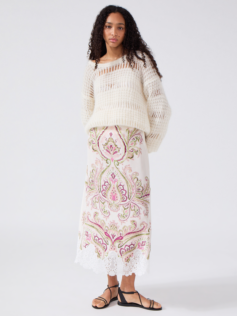 hayley menzies Jimi Silk Skirt Cream
