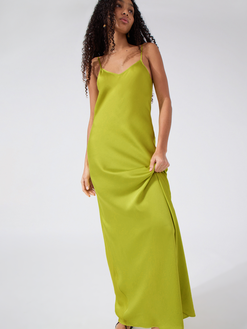 Hayley Menzies Kate Silk Dress Chartreuse