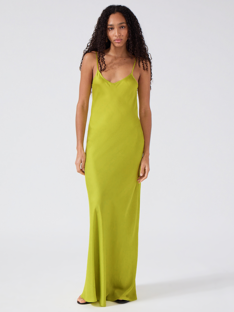 hayley menzies Kate Silk Dress Chartreuse