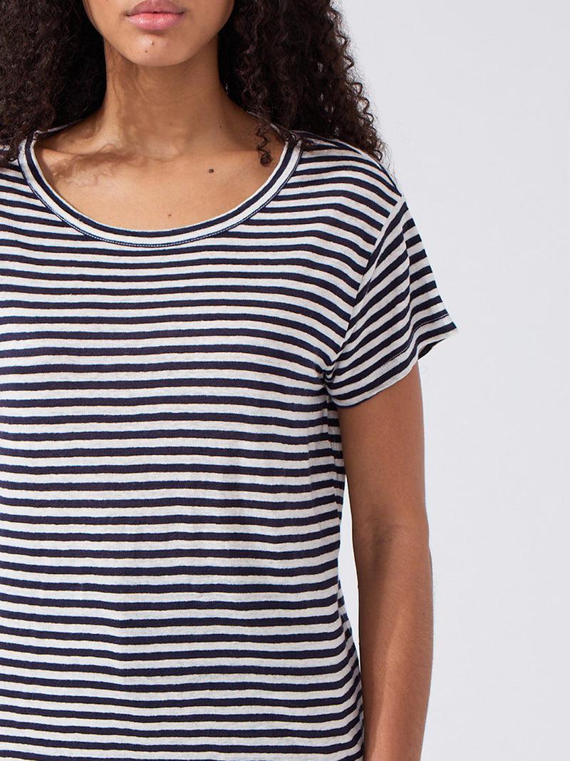 Hayley Menzies Linen T-Shirt Navy Stripe