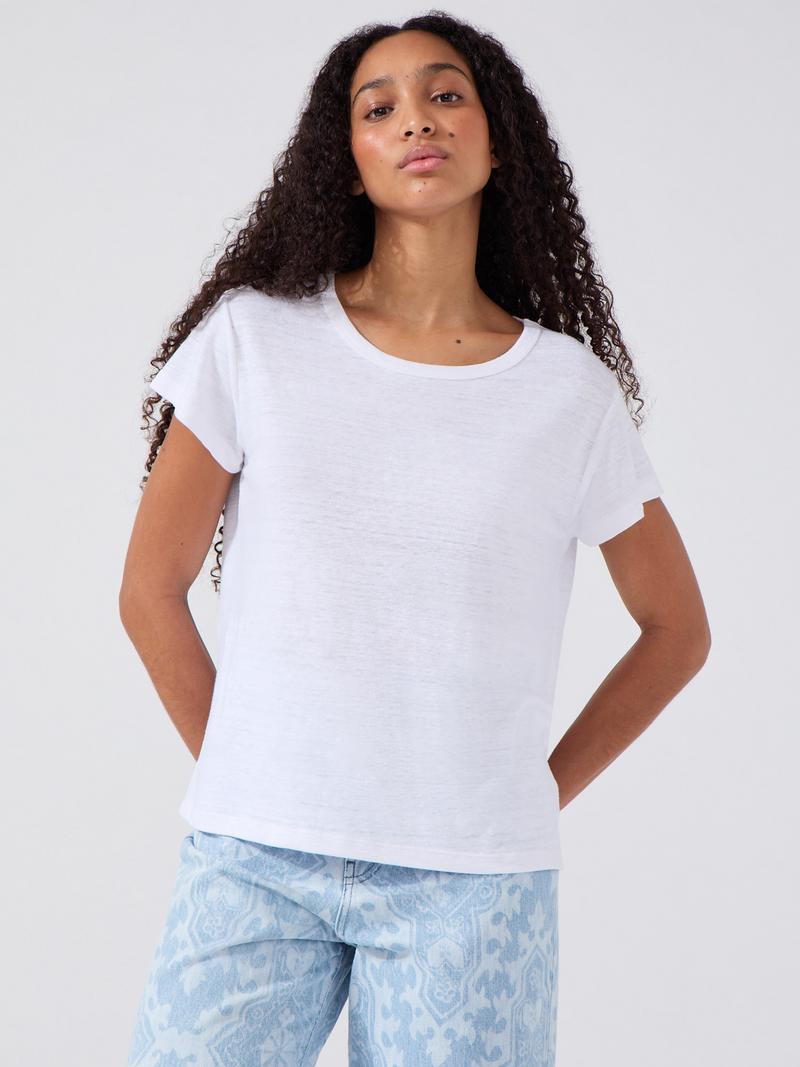 hayley menzies Linen T-Shirt White