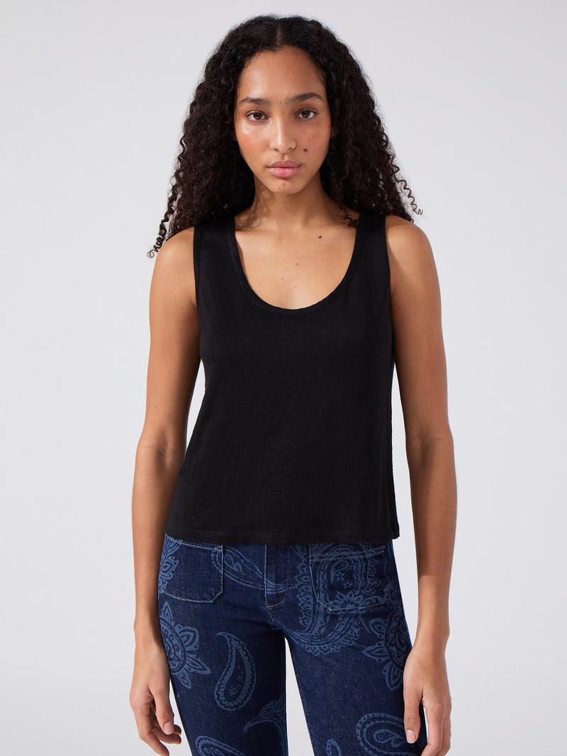 hayley menzies Linen Vest Black