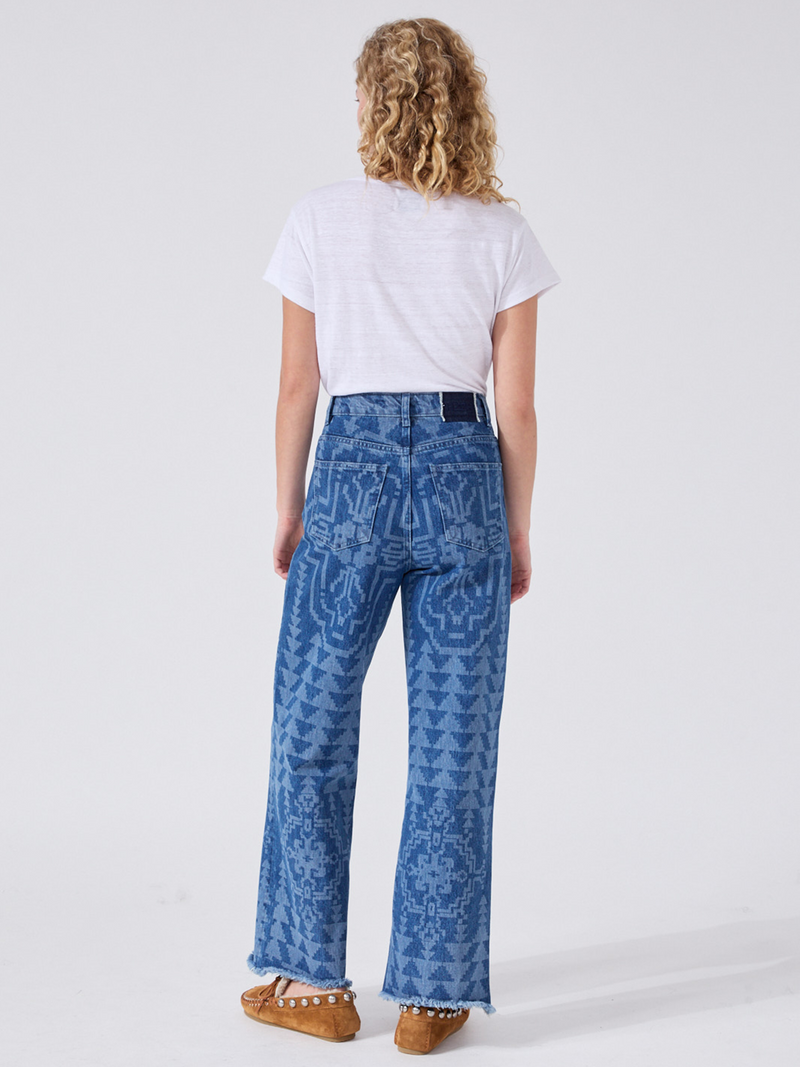 Hayley Menzies Marley Cropped Wide Leg Jeans Blue