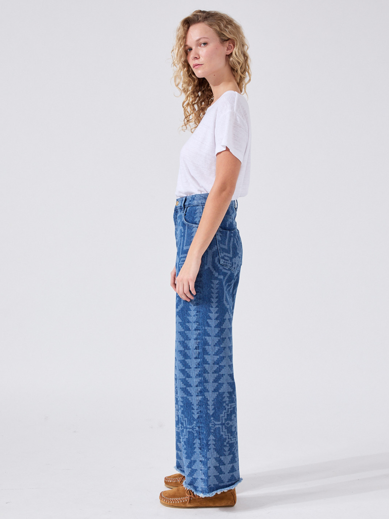 Hayley Menzies Marley Cropped Wide Leg Jeans Blue