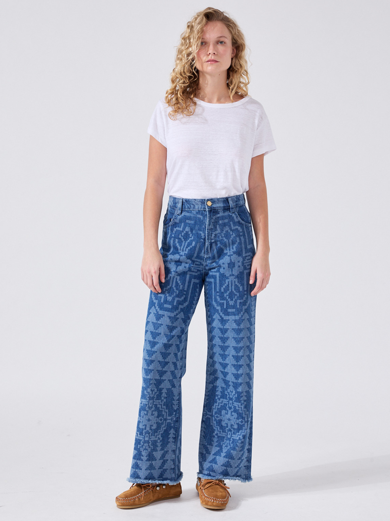 hayley menzies Marley Cropped Wide Leg Jeans Blue