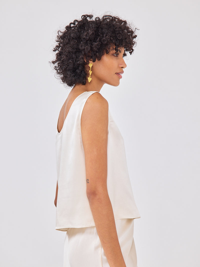 Hayley Menzies Nico Silk Vest Oyster