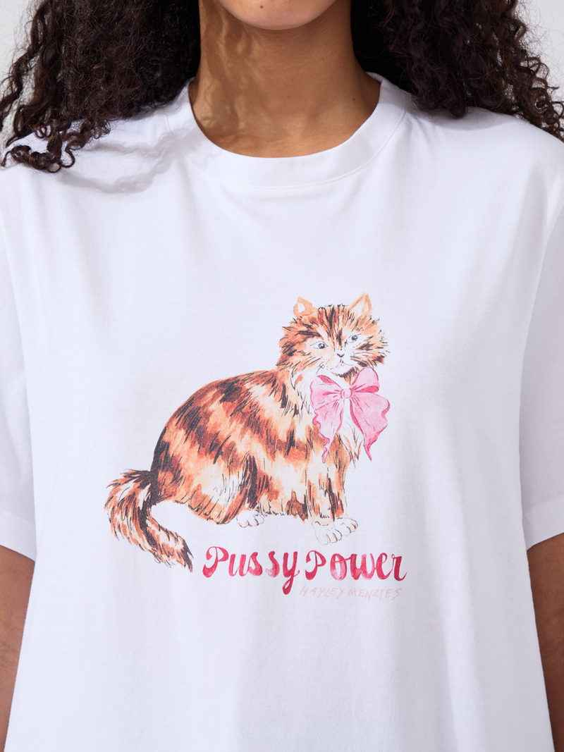 Hayley Menzies Pussy Power T-Shirt White