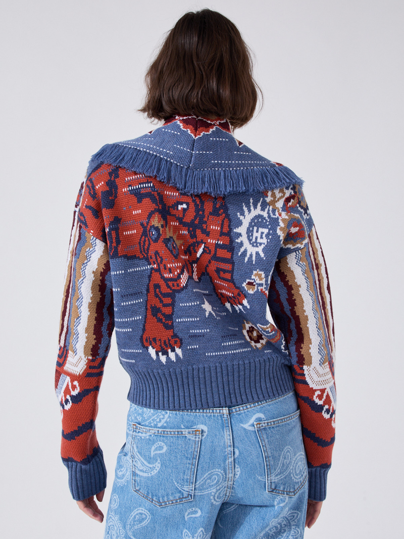 Hayley Menzies Tibetan Tiger Merino Bomber Blue