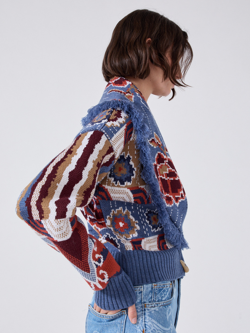 Hayley Menzies Tibetan Tiger Merino Bomber Blue