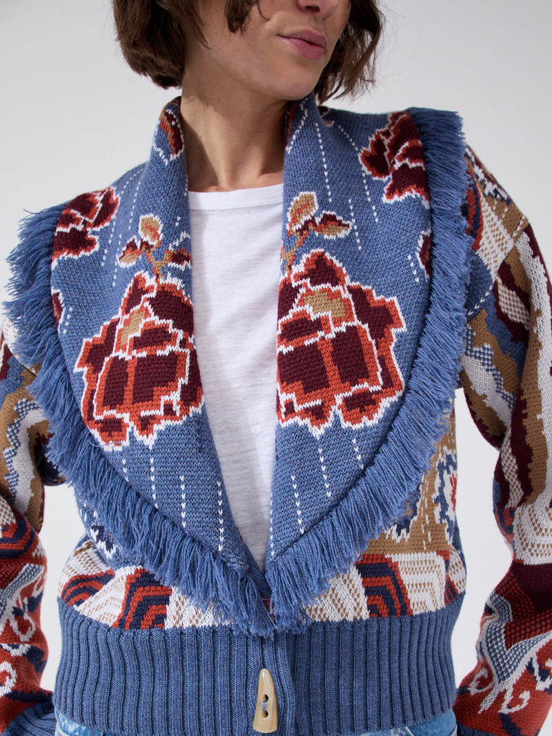 Hayley Menzies Tibetan Tiger Merino Bomber Blue