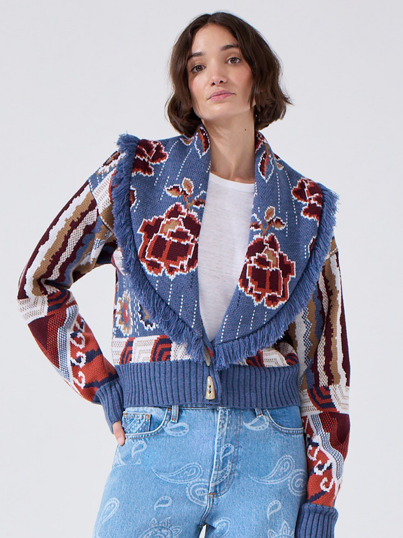 hayley menzies Tibetan Tiger Merino Bomber Blue