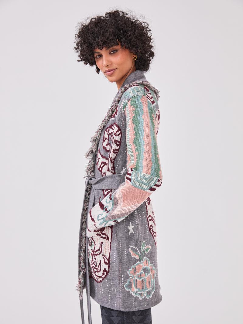 Hayley Menzies Tibetan Tiger Merino Cardigan Grey