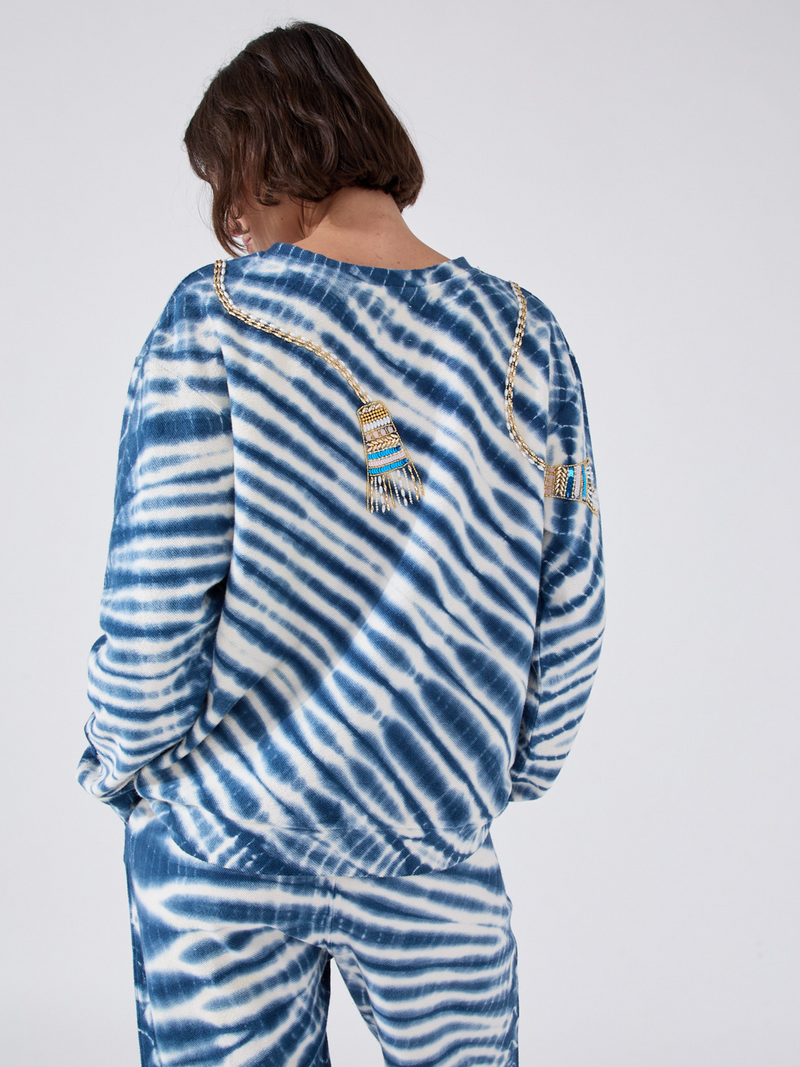 Hayley Menzies Janis Tassel Embellished Sweatshirt Blue