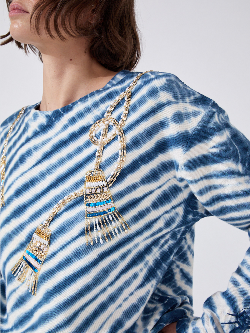 Hayley Menzies Janis Tassel Embellished Sweatshirt Blue