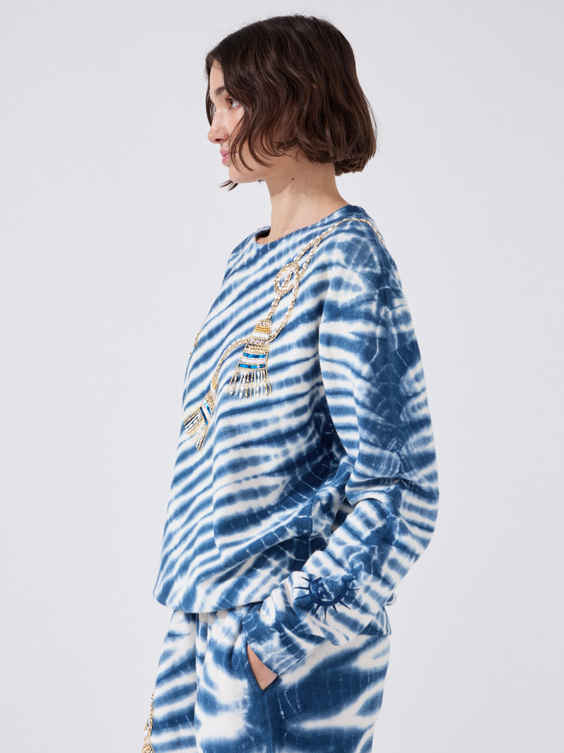 Hayley Menzies Janis Tassel Embellished Sweatshirt Blue