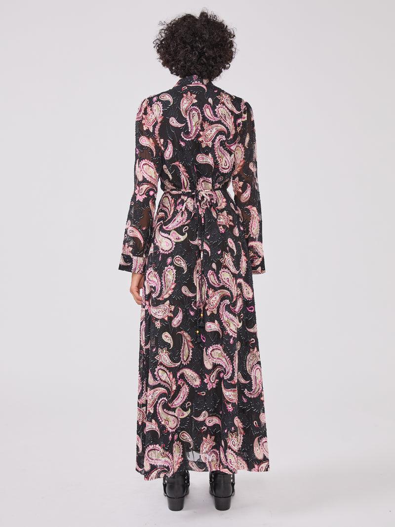 Hayley Menzies Jimi Silk Jacquard Shirt Dress Black