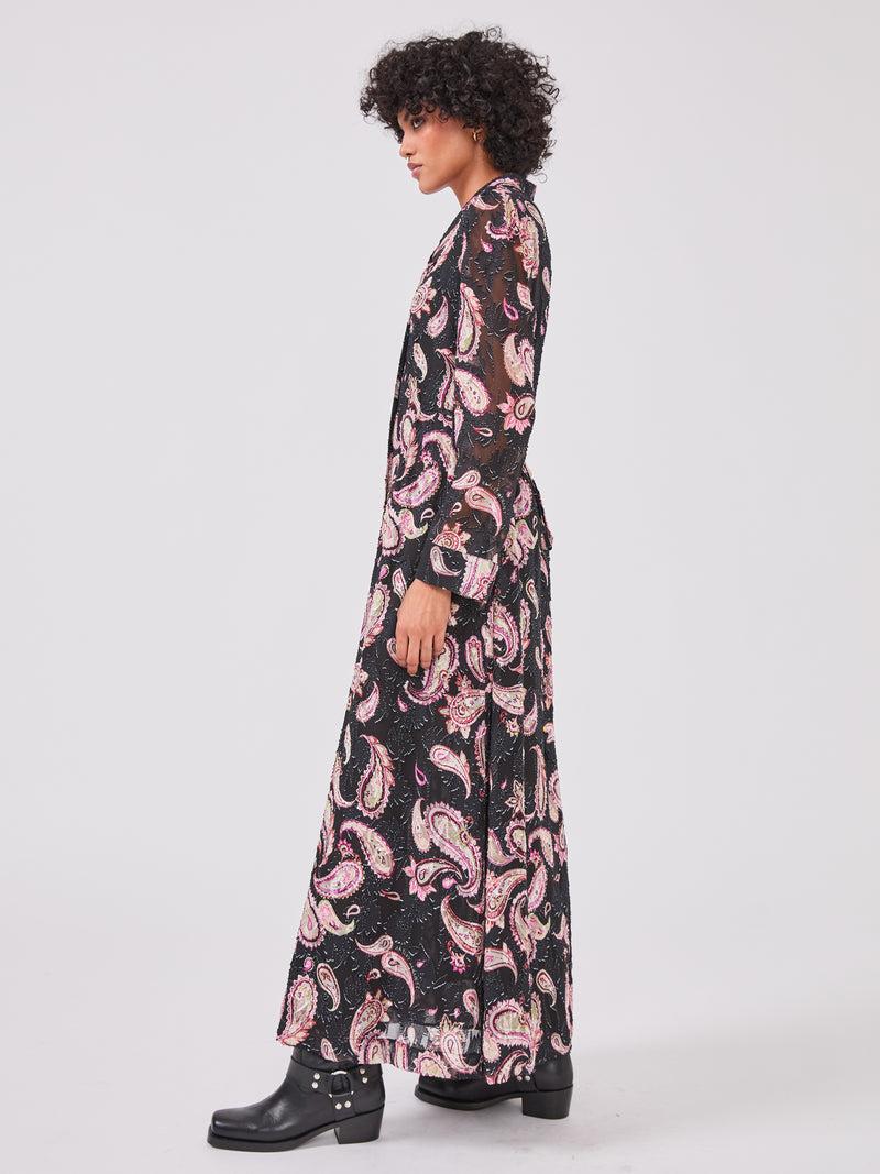 Hayley Menzies Jimi Silk Jacquard Shirt Dress Black