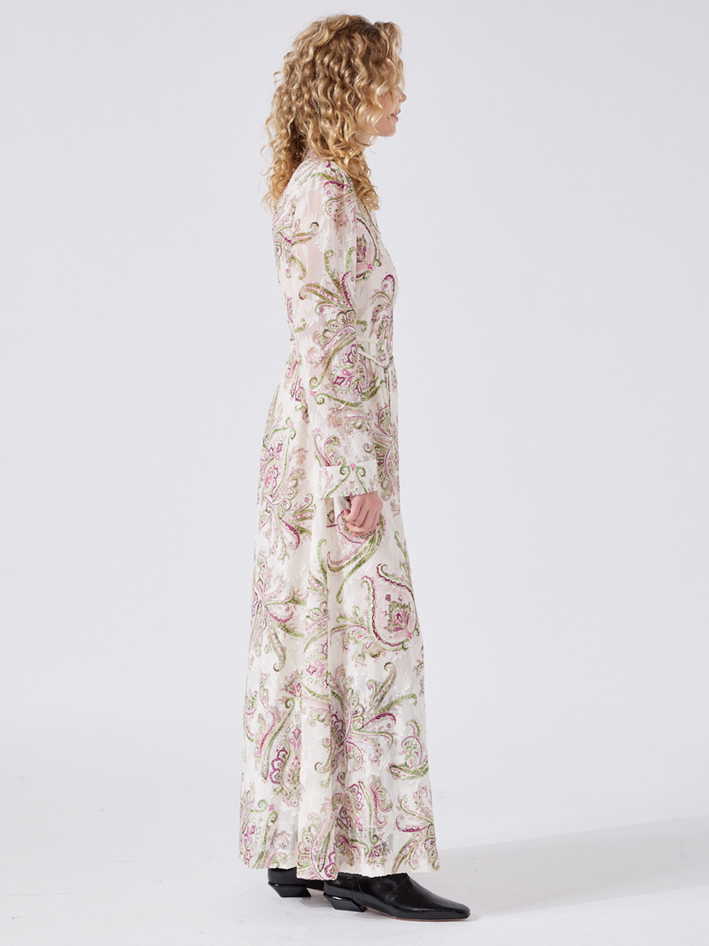 Hayley Menzies Jimi Silk Jacquard Shirt Dress Cream