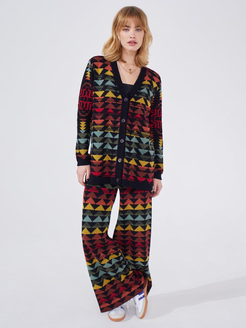 hayley menzies Marley Cotton Merino Jacquard V Neck Cardigan