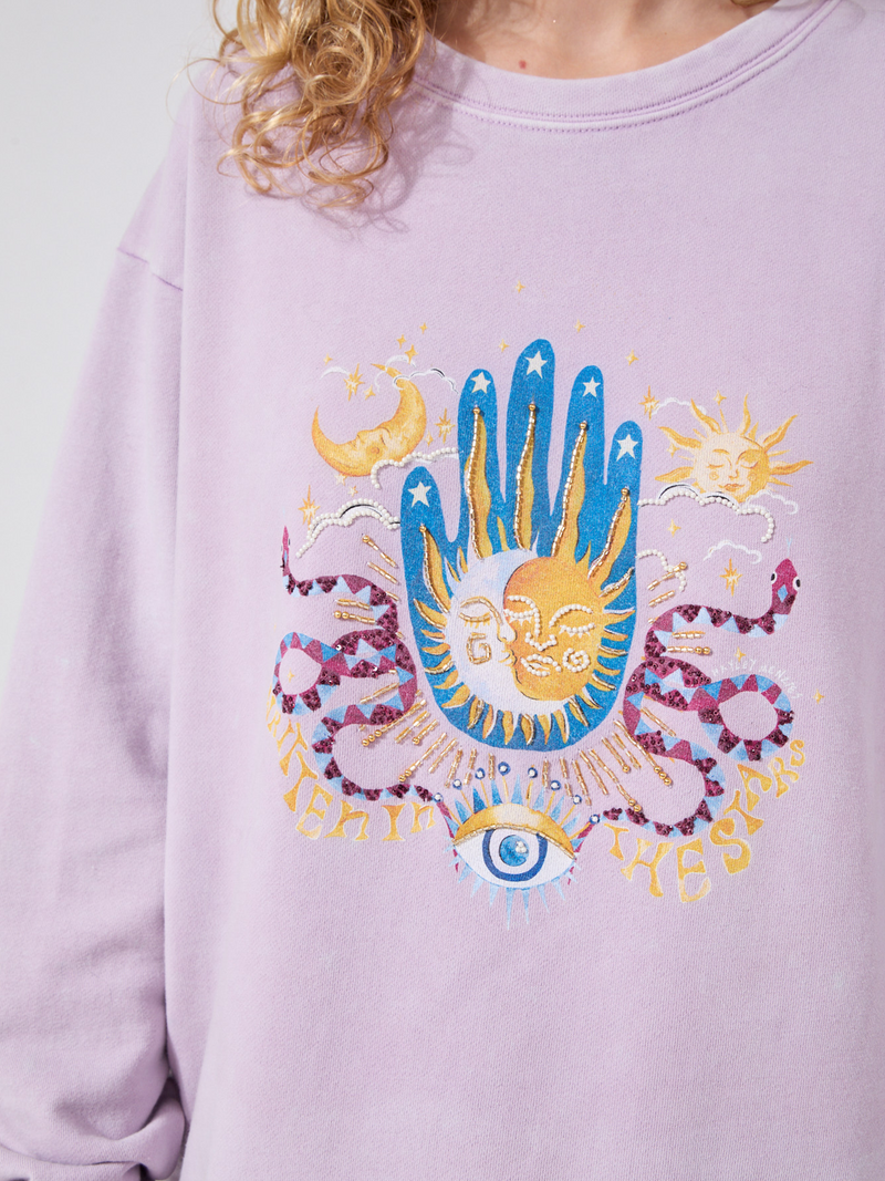 Hayley Menzies Written In The Stars Embellished Sweatshirt Lilac