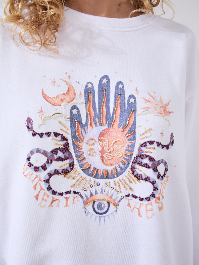 Hayley Menzies Written In The Stars Embellished Sweatshirt White