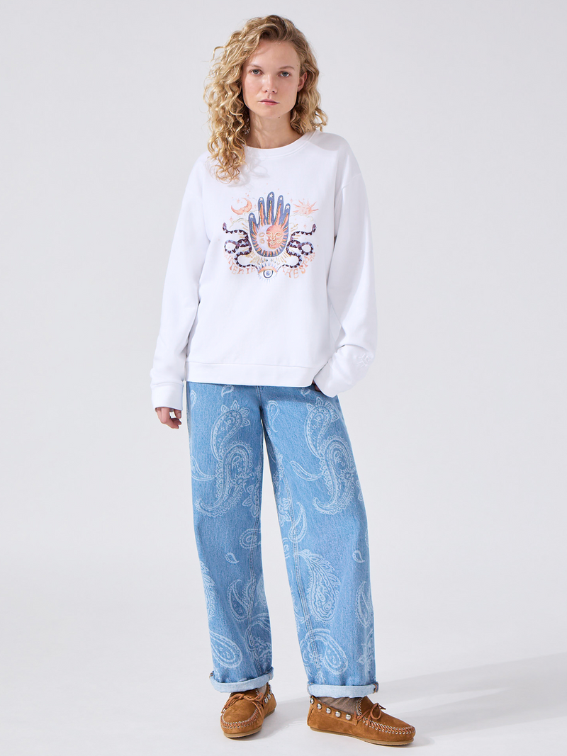 Hayley Menzies Written In The Stars Embellished Sweatshirt White