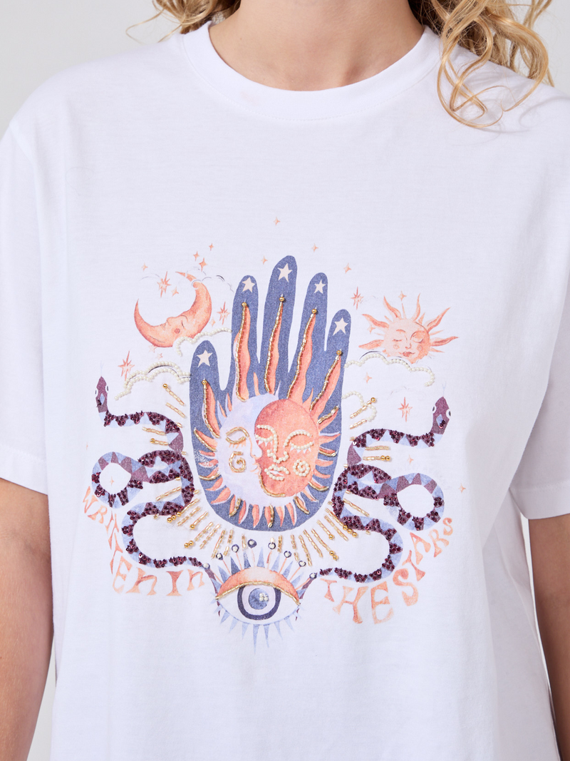 Hayley Menzies Written In The Stars Embellished T-Shirt White
